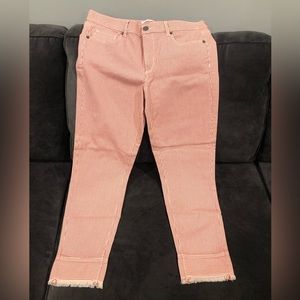 Red and White Striped Loft Modern Skinny Jeans!